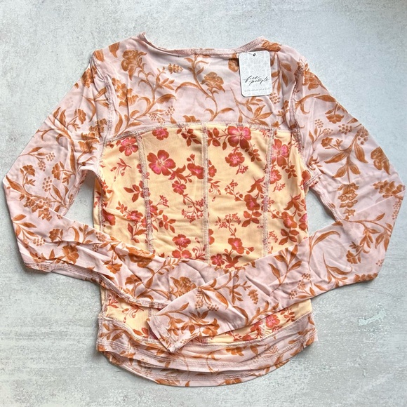Free People Betty's Garden Floral Print Long Sleeve Top, Coral XS NWT - Picture 11 of 12